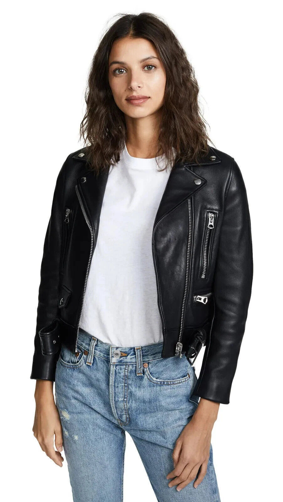 Women's Black Leather Classic Original Moto Biker Premium Jacket