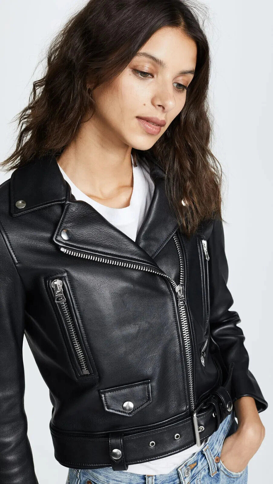 Women's Black Leather Classic Original Moto Biker Premium Jacket