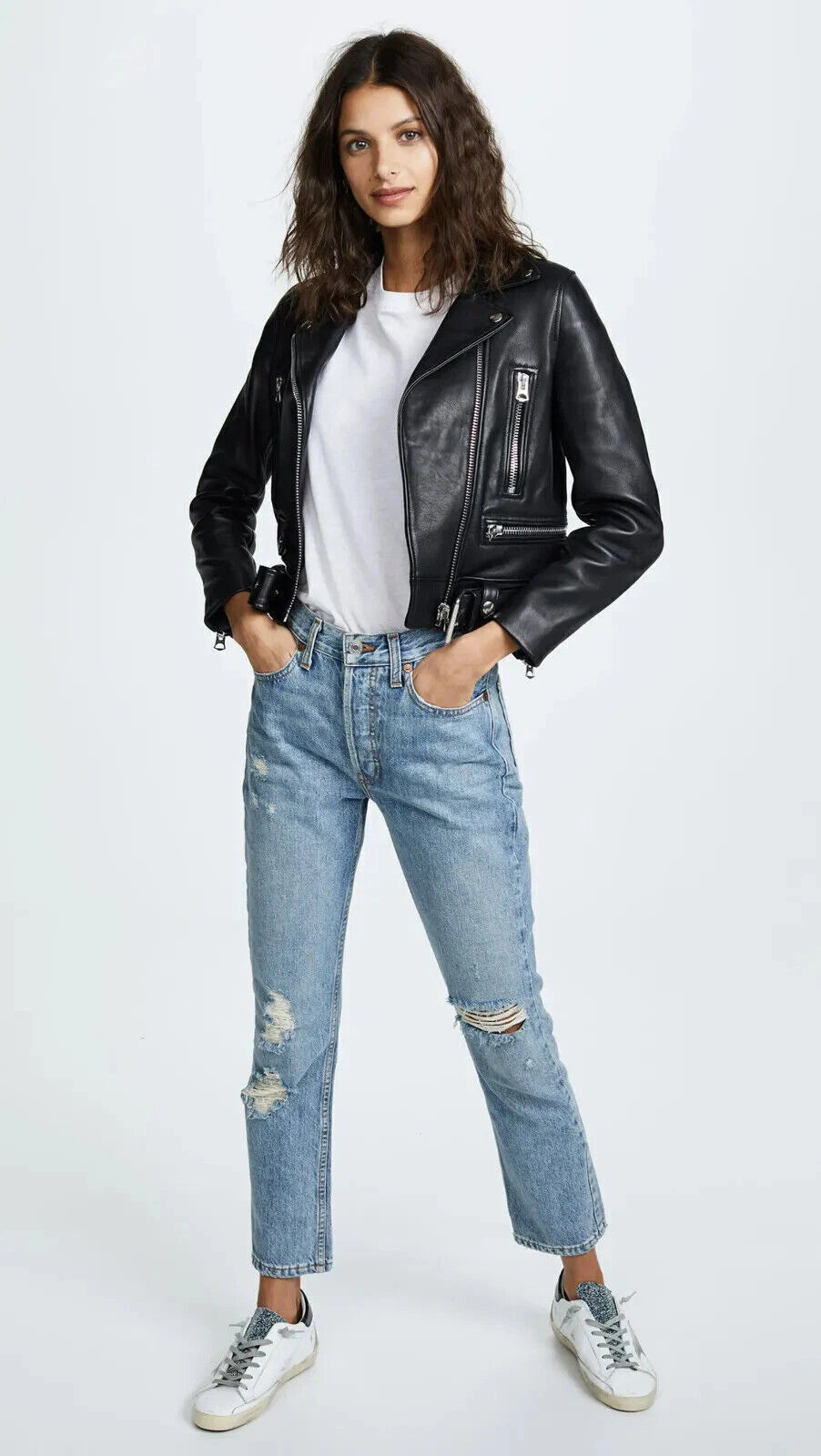 Women's Black Leather Classic Original Moto Biker Premium Jacket