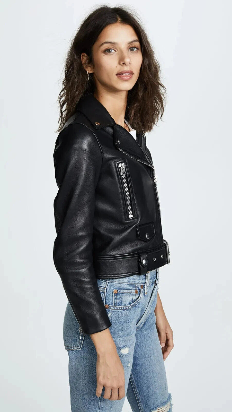 Women's Black Leather Classic Original Moto Biker Premium Jacket