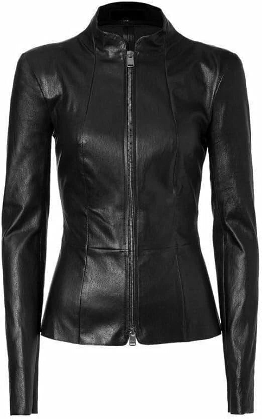 Women's original Premium Black Leather Fitted Jacket