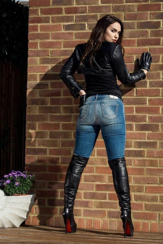 Women's Premium Black Original Leather Biker Jacket — Cropped
