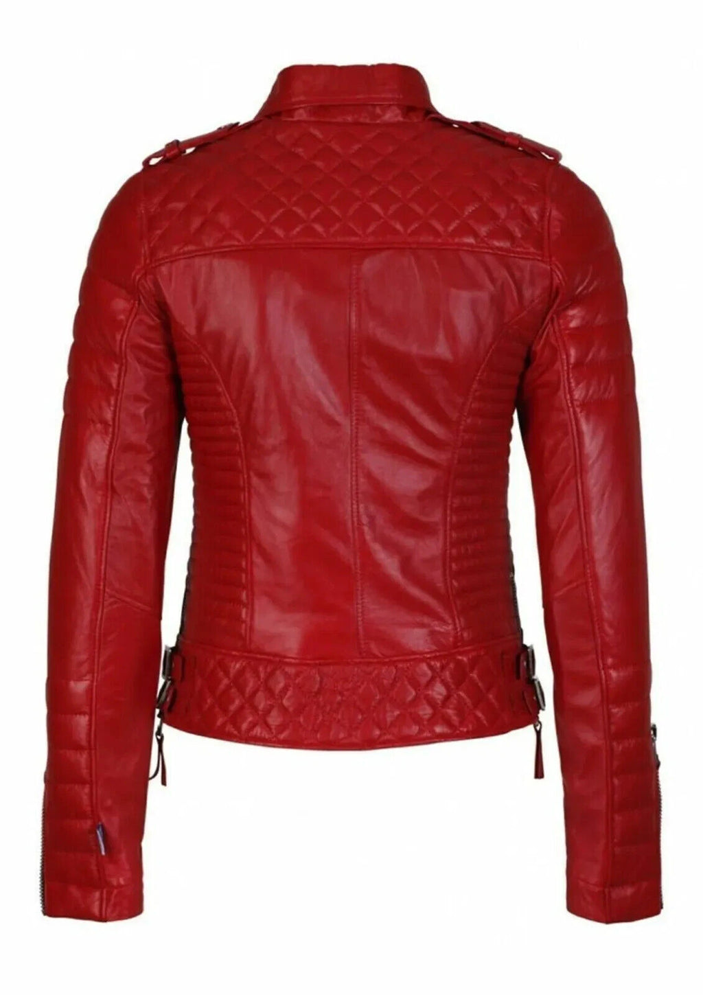 Women's Premium Red Quilted Original Slim Fit Genuine Leather Biker Jacket