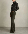Women's Premium Black Original Leather Trucker Jacket — Cropped Snap-Button Jacket with Multi-Pockets