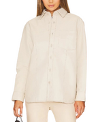 Women's Premium White Original Leather Shirt — Button-Up Relaxed Fit