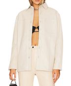 Women's Premium White Original Leather Shirt — Button-Up Relaxed Fit