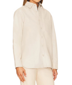 Women's Premium White Original Leather Shirt — Button-Up Relaxed Fit