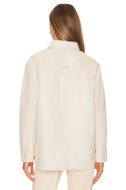 Women's Premium White Original Leather Shirt — Button-Up Relaxed Fit