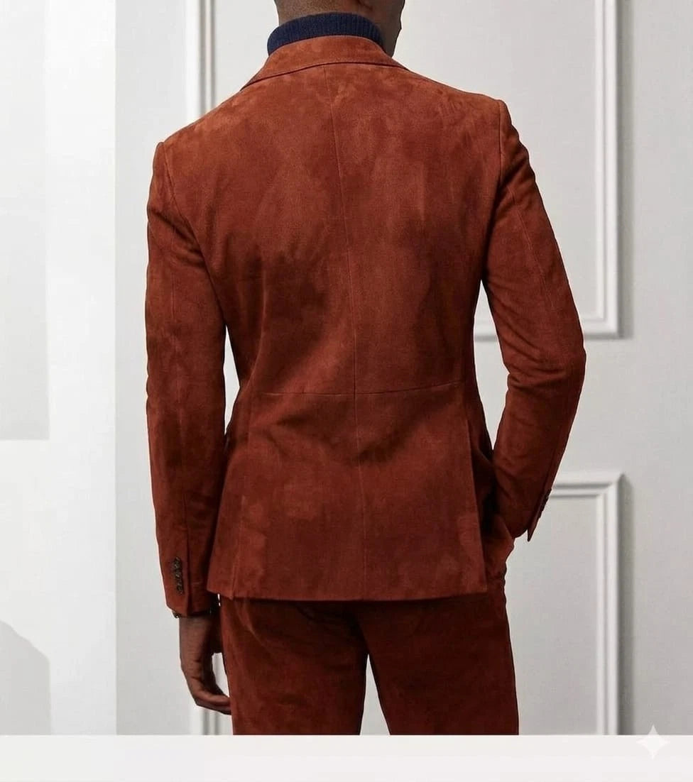 Men Brown Premium Suede Leather Original Blazer