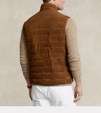 Men's Premium Brown Original Suede Leather Vest Coat