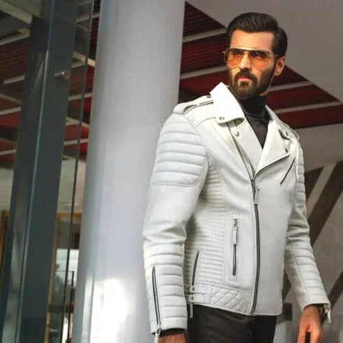 Men's Original Leather Jacket - Premium Full-Grain Quilted Biker