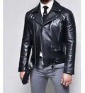 Men's Classic Original Black Leather Biker Jacket - Premium Moto Style