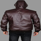 Men's Dark Brown Hooded Bomber Premium Original Leather Jacket