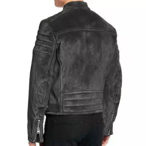 Original Black Distressed Leather Biker Jacket - Handcrafted Full-Grain Moto Style