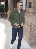 Original Men Olive Green Suede Military Trucker Jacket - Handcrafted Full-Grain Premium Leather