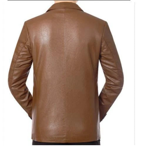 Original Camel Brown Leather Blazer for Men - Premium Full Grain Leather Jacket