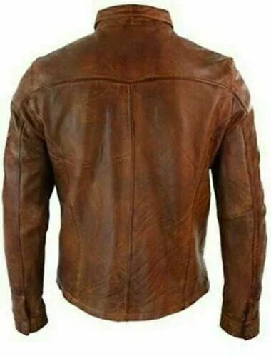 Brown Original Leather Shirt Jacket - Premium Full-Grain Leather Overshirt for Men