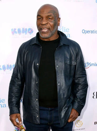 Navy Blue Leather Shirt Jacket - Premium Full-Grain Leather Overshirt for Men