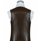 Brown Leather Vest - Premium Full-Grain Leather Formal Waistcoat