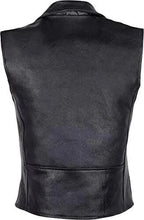 Black Leather Biker Vest - Premium Full-Grain Leather Asymmetric Zipper Moto Vest with Belt