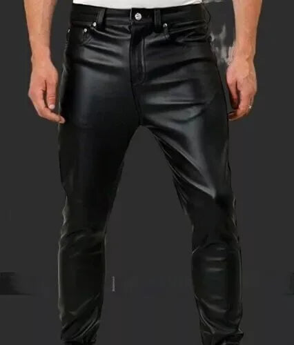Men's Premium Black Original Leather Pants - Full-Grain Handcrafted Slim Fit