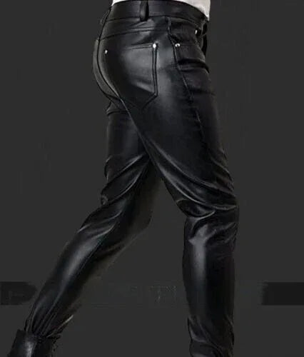 Men's Premium Black Original Leather Pants - Full-Grain Handcrafted Slim Fit