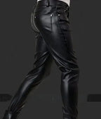 Men's Premium Black Original Leather Pants - Full-Grain Handcrafted Slim Fit