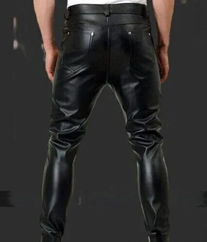 Men's Premium Black Original Leather Pants - Full-Grain Handcrafted Slim Fit