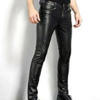 Men's Premium Full-Grain Original Leather Pants - Slim Fit Moto Style
