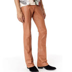 Men Tan Full-Grain Original Leather Pants - Tailored Straight Leg Fit