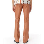 Men Tan Full-Grain Original Leather Pants - Tailored Straight Leg Fit