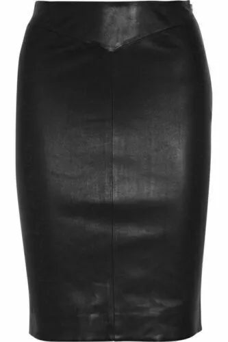 Black Original Leather Pencil Skirt - High Waist Full Grain Leather Premium Skirt for Women