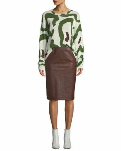 Chocolate Brown Original Leather Pencil Skirt - High Waist Full Grain Premium Leather Skirt for Women