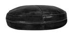 Black Original Leather Pouf - Premium Full-Grain Leather Ottoman Footstool