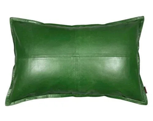 Green Leather Original Pillow - Premium Full-Grain Leather Decorative Cushion