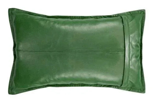 Green Leather Original Pillow - Premium Full-Grain Leather Decorative Cushion