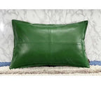 Green Leather Original Pillow - Premium Full-Grain Leather Decorative Cushion