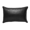 Black Pleated Original Leather Pillow - Premium Full-Grain Leather Decorative Cushion