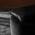Black Pleated Original Leather Pillow - Premium Full-Grain Leather Decorative Cushion