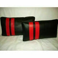 Black and Red Striped Original Leather Pillow - Premium Full-Grain Leather Cushion Set