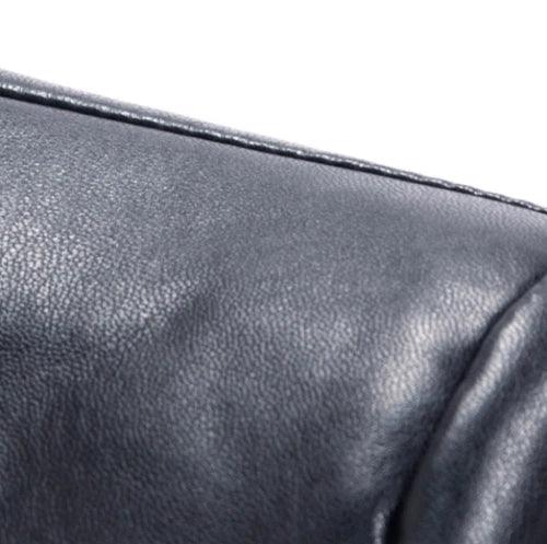 Men's Black Full-Grain Original Leather Blazer Coat – Handcrafted Mid-Length Overcoat