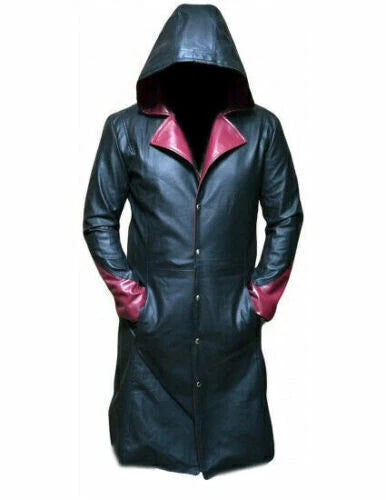 Black Hooded Original Leather Coat - Statement Premium Trench Coat