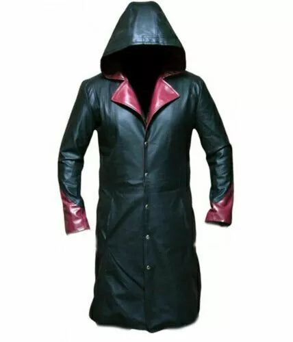 Black Hooded Original Leather Coat - Statement Premium Trench Coat