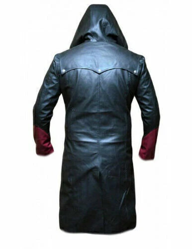 Black Hooded Original Leather Coat - Statement Premium Trench Coat