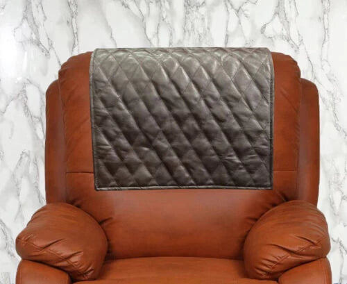 Premium Quilted Original Leather Recliner Cover - Headrest Protector for Armchairs & Recliners