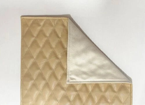 Premium Beige Quilted Headrest Recliner Cover - Full-Grain Original Leather