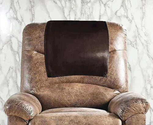 Premium Dark Brown Reversible Headrest Recliner Cover - Full-Grain Original Leather