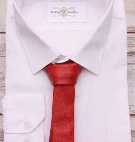 Premium Leather Slim Necktie - Full-Grain Leather Modern Accessory