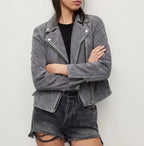Grey Suede Moto Original Jacket – Handcrafted Premium Full-Grain Suede Leather