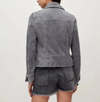 Grey Suede Moto Original Jacket – Handcrafted Premium Full-Grain Suede Leather